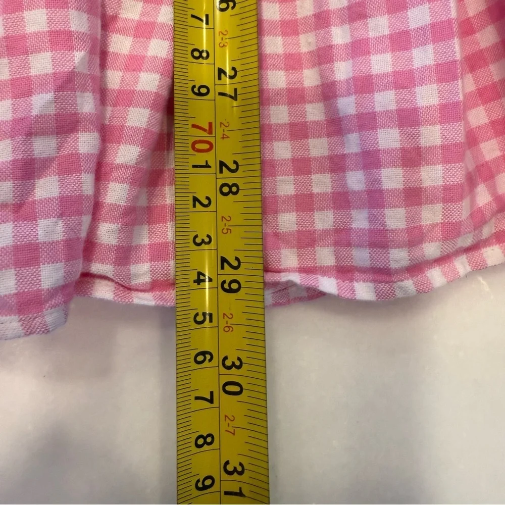 Ralph Lauren Girls Shirt Dress Pink/White Check Pleated Skirt Drop Waist Sz 16